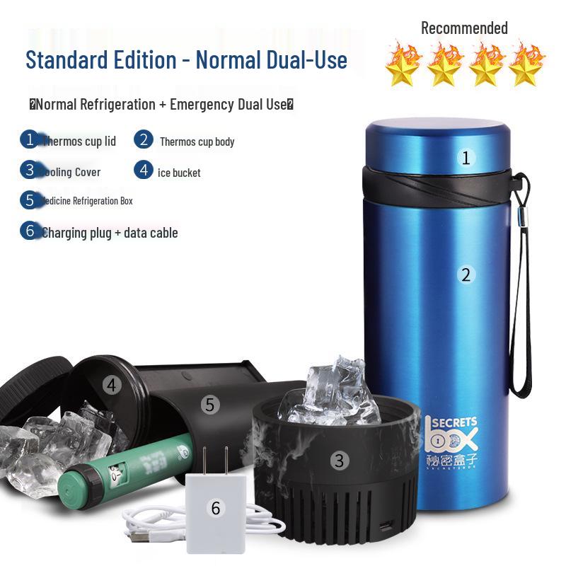 Portable Insulin Cooler Box, Mini Fridge for Medicine and Beverages, Outdoor Car Cooler Cup
