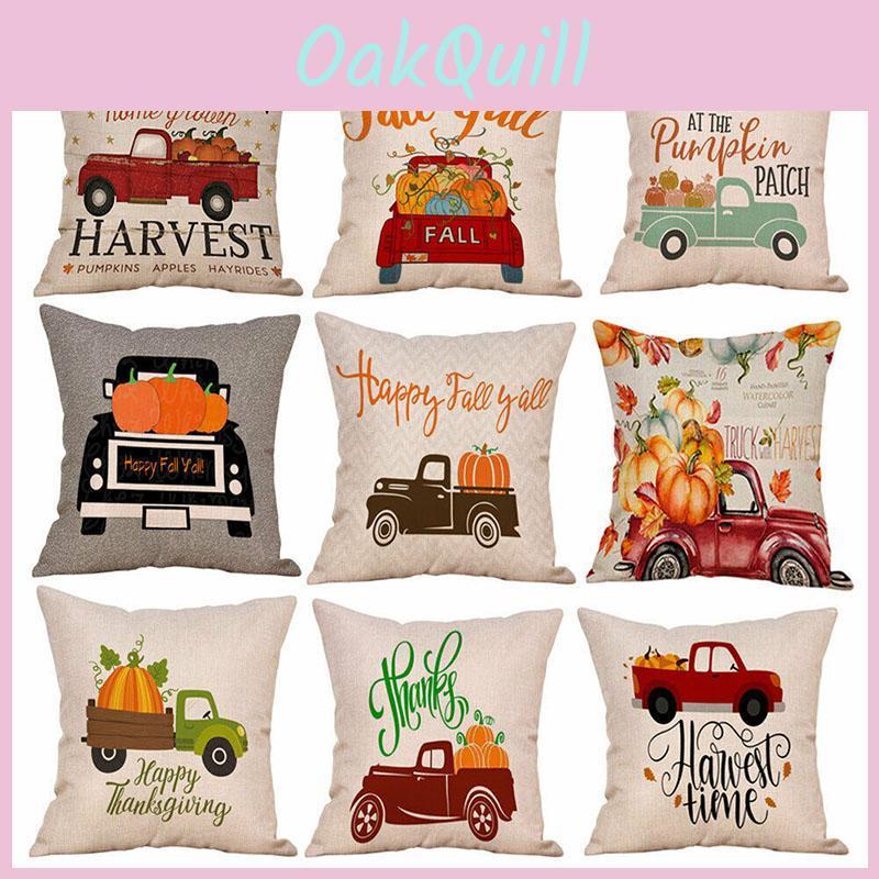 Elegant Invisible Zipper Pumpkin Car Throw Pillow Cover For Sofa And Office