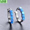 Blaike 925 Sterling Silver Round Hoop Earrings For Women Blue /White Fire Opal Earrings Rainbow Stone Circle Piercing Ear Jewelry