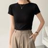 260g Women's Ribbed Cotton T-Shirt, Summer Short Sleeve, 2026 New Style, Solid Color, Plus Size, Versatile and Trendy.