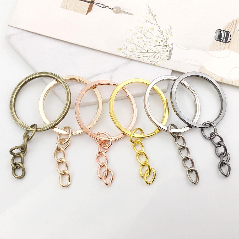 White Keychain Pendant Charm with Antique Gold Chain for DIY Jewelry