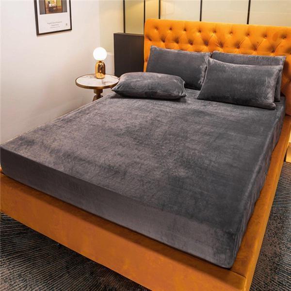 2024 Warm and Thick Elastic Fitted Sheets Adjustable Flannel Winter Mattress Cover Velvet Bed Linens Super Soft King Queen 180/200 Multi Sizes