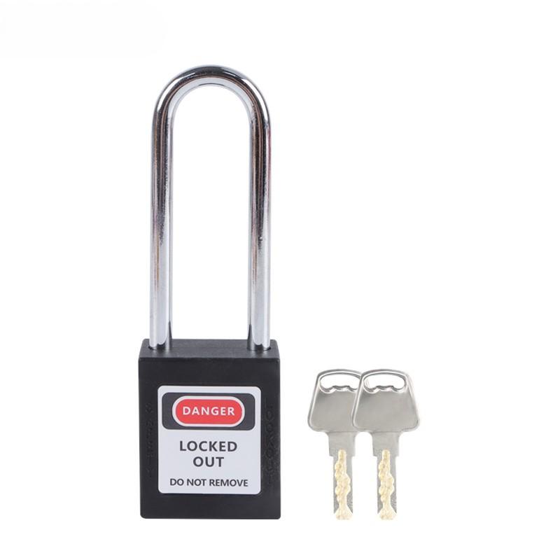QVAND High Safety 76mm Steel Shackle Nylon Lockout Padlock with Key Model M-G76 (Black,LOTO LOCK&Nylon&Lockout Tagout)