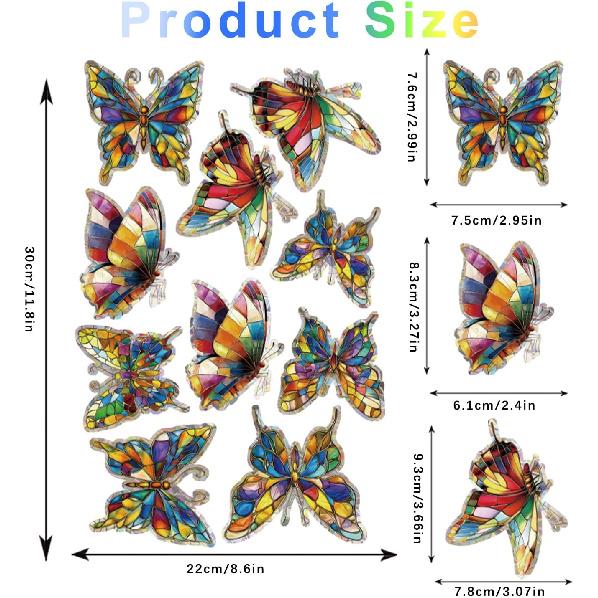 20pcs Window Decals for Bird Strikes, Anti Collision Window Clings, Rainbow Reflection Window Sticker, Butterfly Style Sun Catcher Stickers for Glass