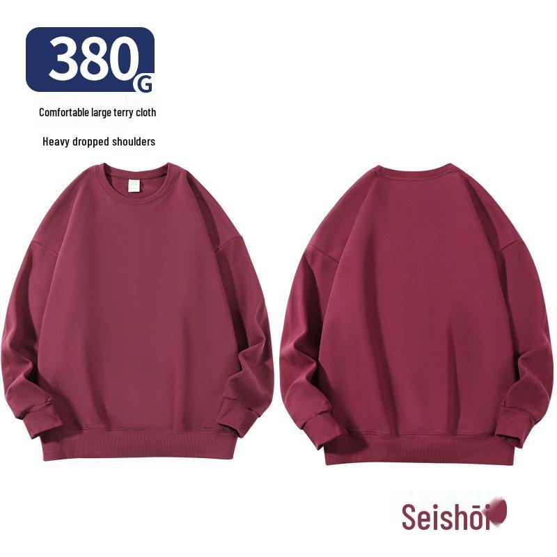

Unisex 380G Heavyweight Crewneck Sweatshirt: Warm, Solid Color, Loose Fit for Autumn/Winter L