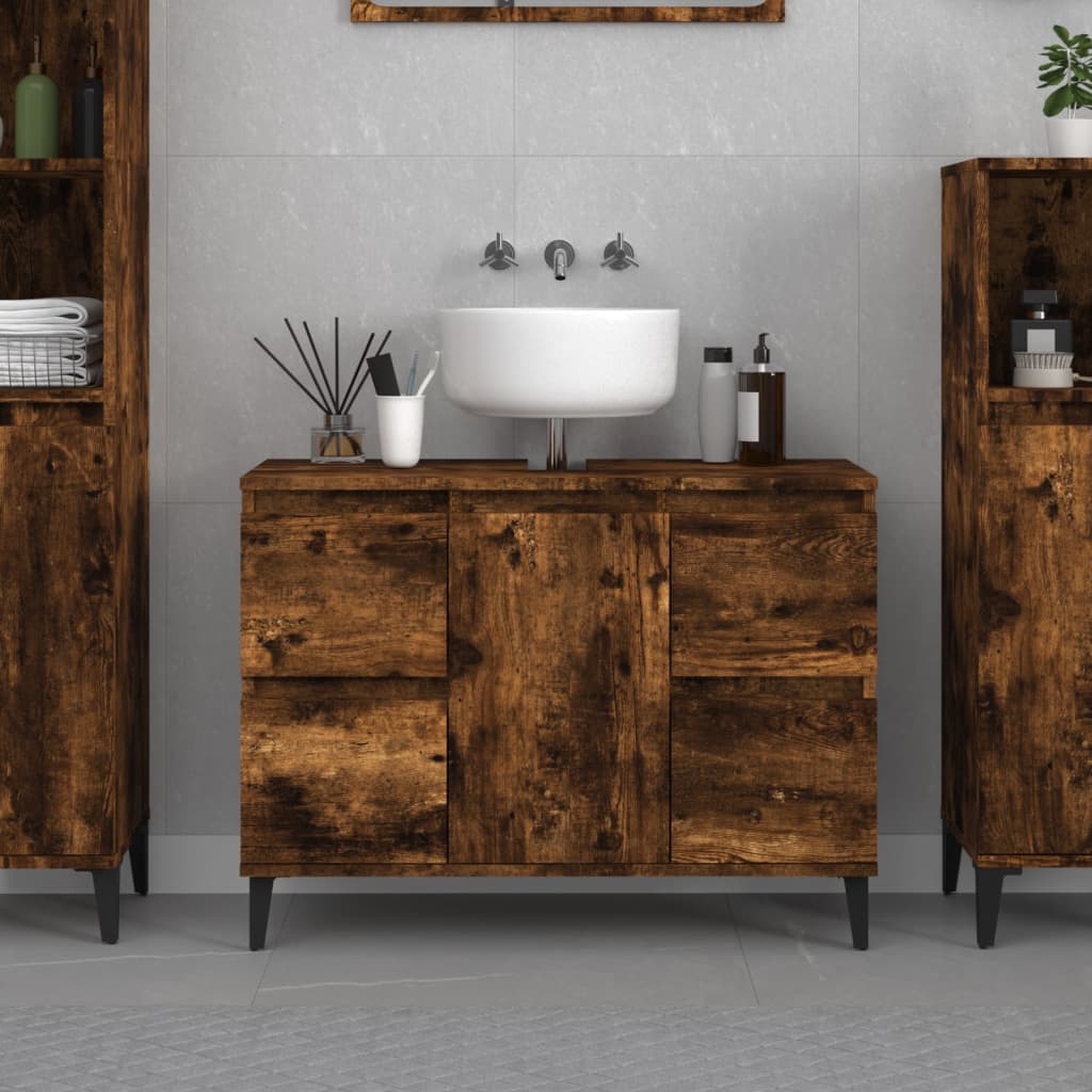 Vidaxl Szafka Pod Umywalkę, Przydymiony Dąb, 80X33X60 Cm