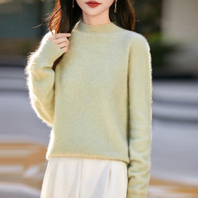 2025 Autumn/Winter Women's Seamless High Neck Wool Sweater - Versatile, Long Sleeve Knitwear