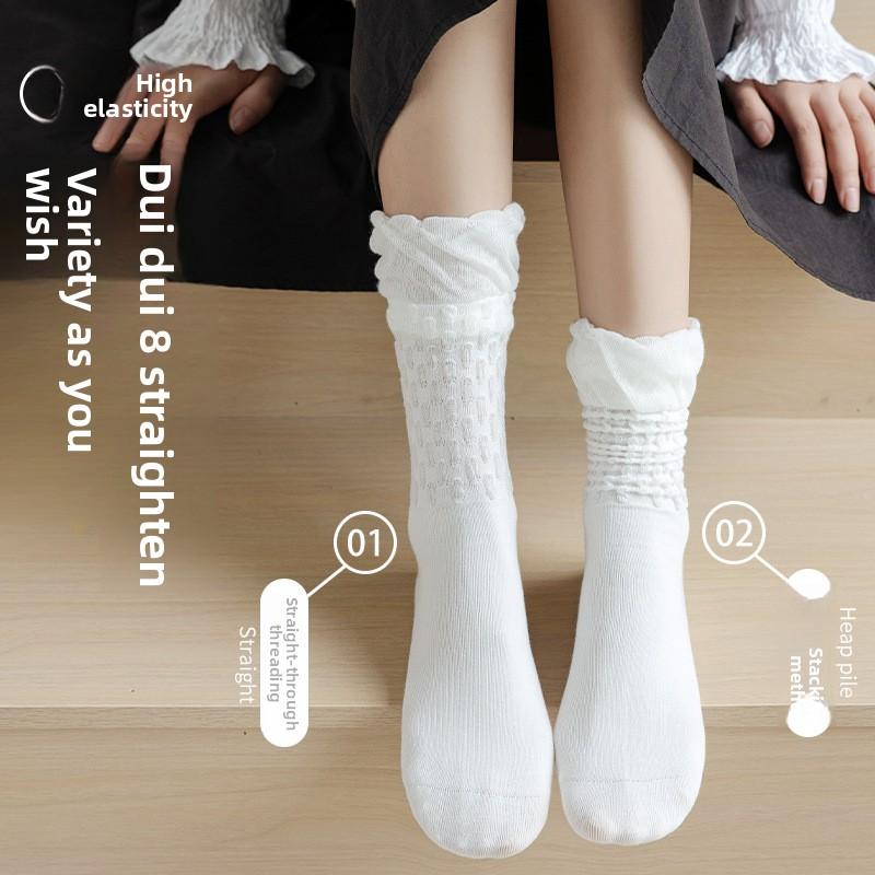Women's Boneless Bubble Socks, Princess Wind Tube Socks, Spring and Autumn High Tube Versatile Pile Socks