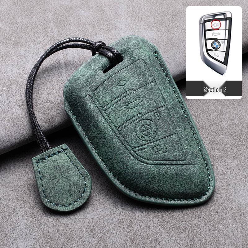 Compatible Leather Keychain Shell for BMW Series: Fits X1, X3, X5, 1 Series, 3 Series, 5 Series, 6 Series, 7 Series, NFC Card Snap
