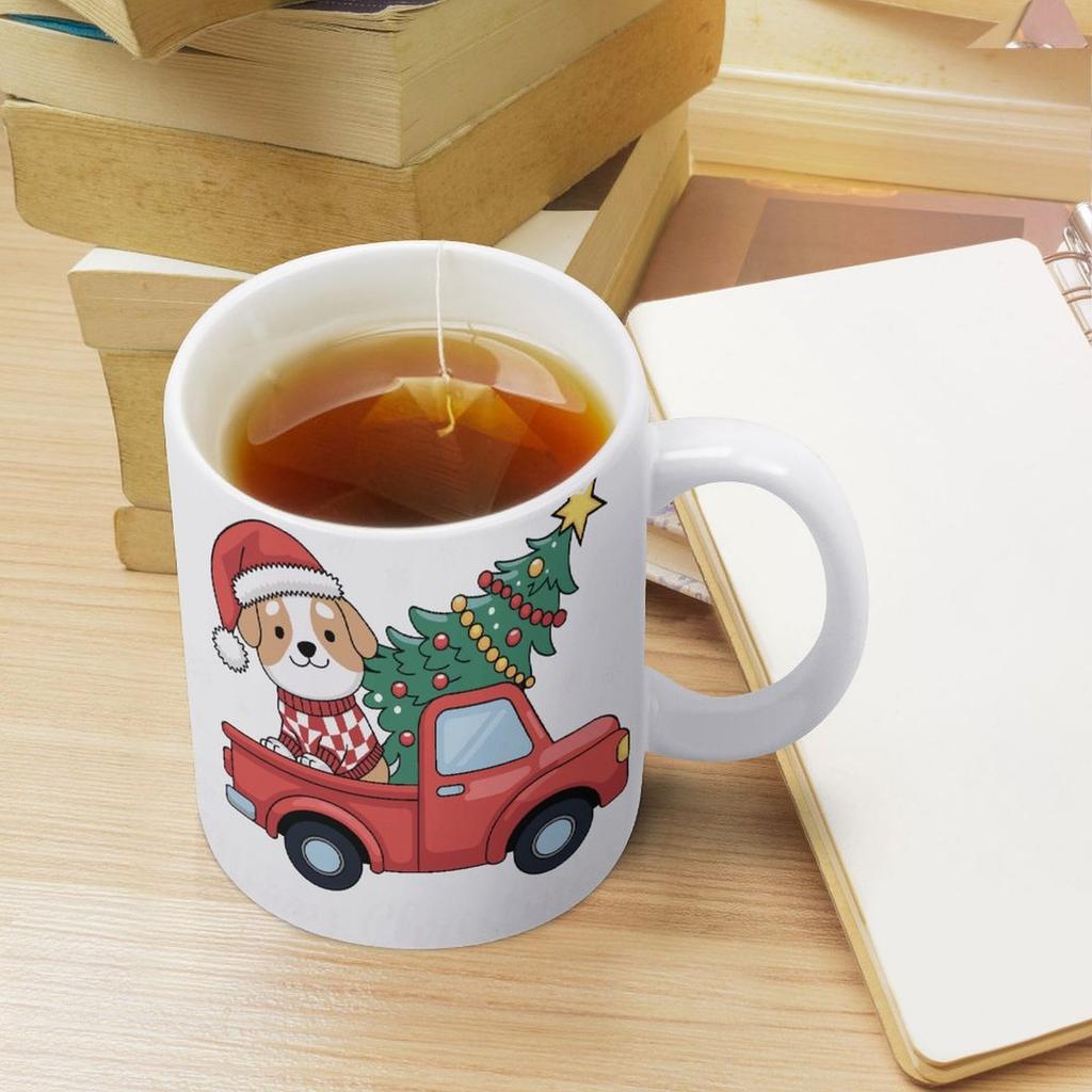 11oz Weiße glänzende Tasse mit beidseitig bedrucktem Design, Hitzebeständige Keramiktasse für täglichen Kaffee, Tee und entspannende Momente