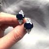 Genuine Large Blue Sapphire Oval Silver Stud Earrings Sterling Silver Jewelry