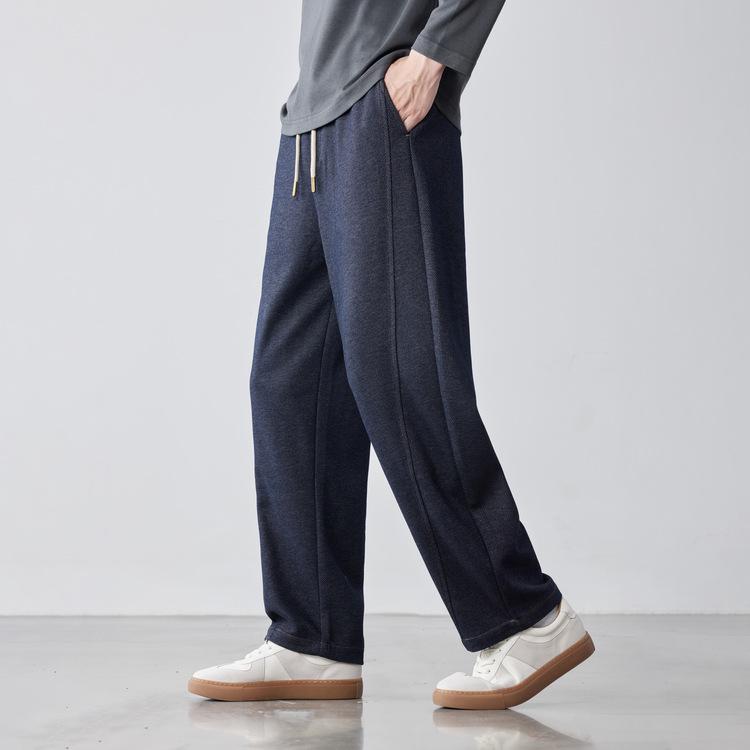 

WOOG2005 Мужские брюки из ацетата и шерсти с эффектом денима на шнуровке, микро-свободного прямого кроя для весны/осени 2025 4XL синий