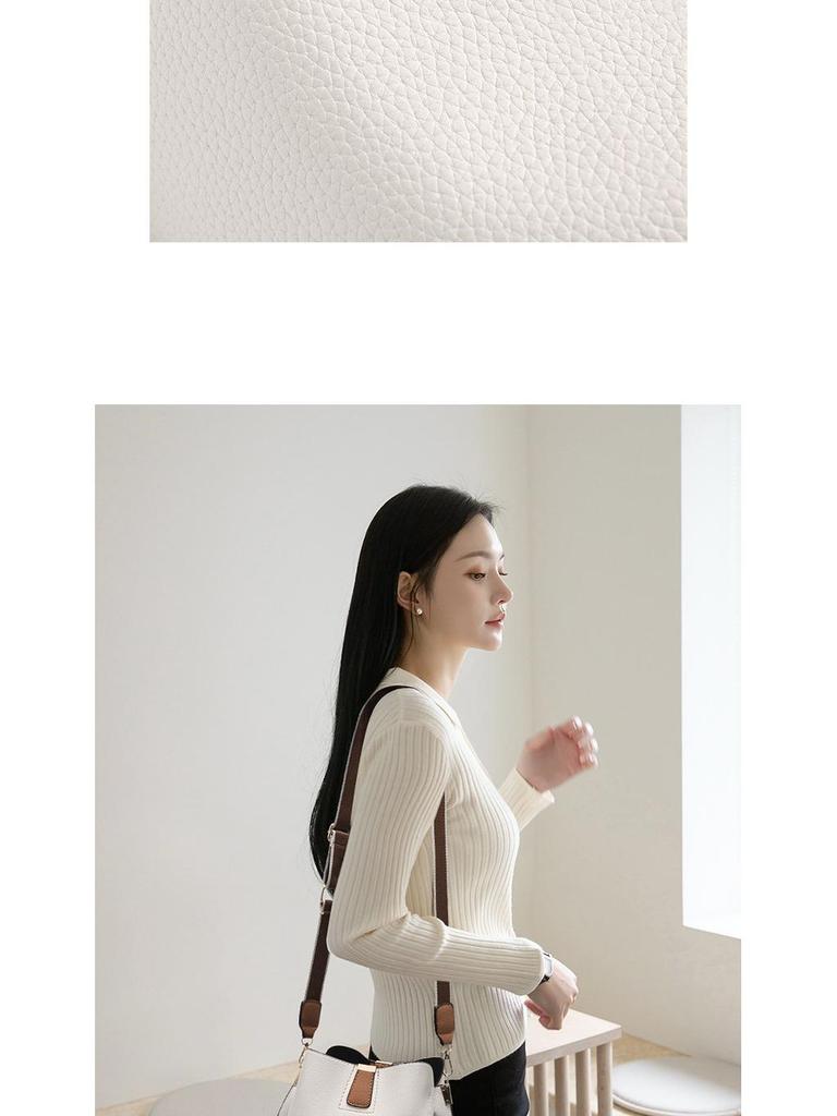Women's Mini Bucket Bag: Lychee Pattern, Color Block Shoulder Crossbody Bag (2025 Trend)