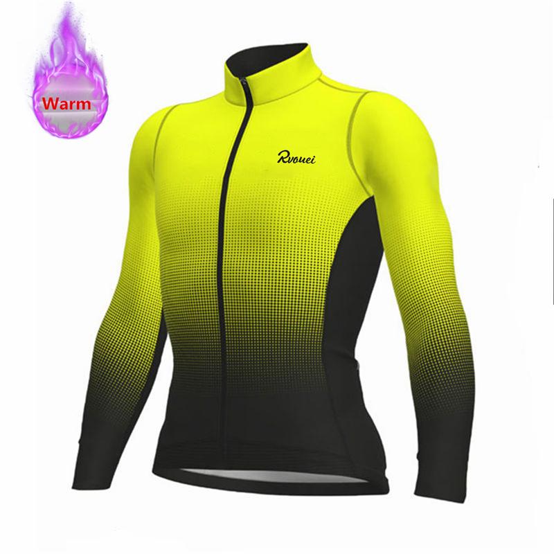 Rvouei Winter Lange Mouw Thermisch Fleece Fietsjersey Set Koersbroek Ropa Ciclismo Fietskleding MTB Fietsjersey Uniform