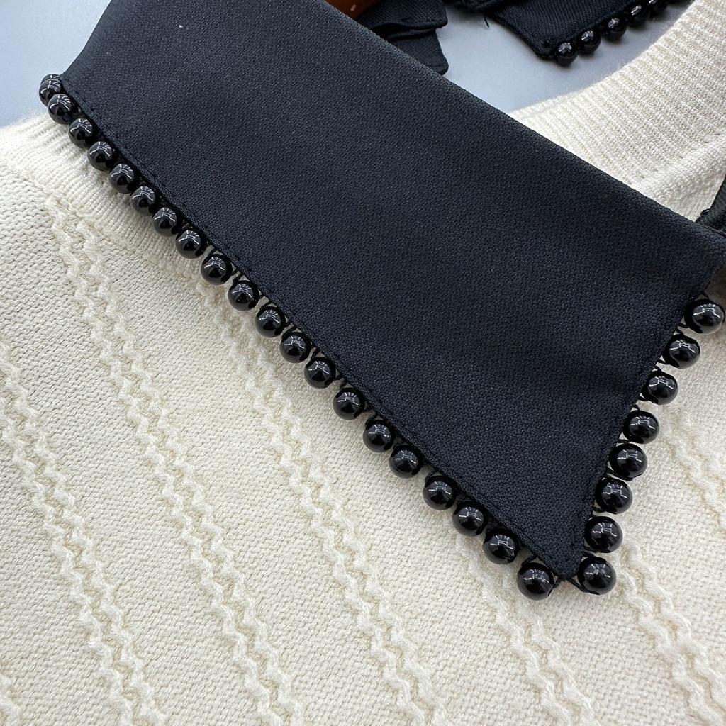 Elegant Detachable False Collar Beads Trim Lapel Ladies Sweater Shirt Sewing False Collar Sweater Dress Supplies