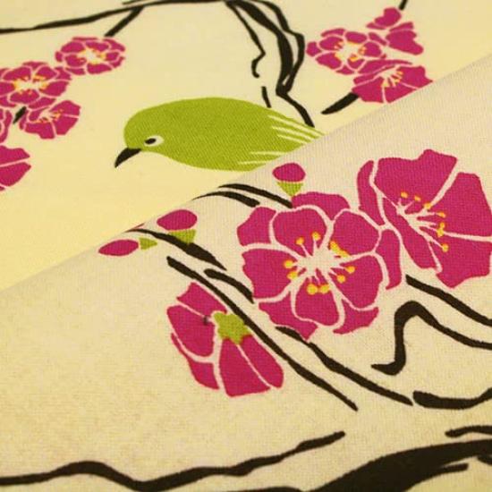 Dyeing Anbo Hand Towel Blossoms and Pale Authentic Dyed Cotton Made In 35cm X 100cm "Plum Nightingale, Yellow" 100% Tokuoka, Japan,