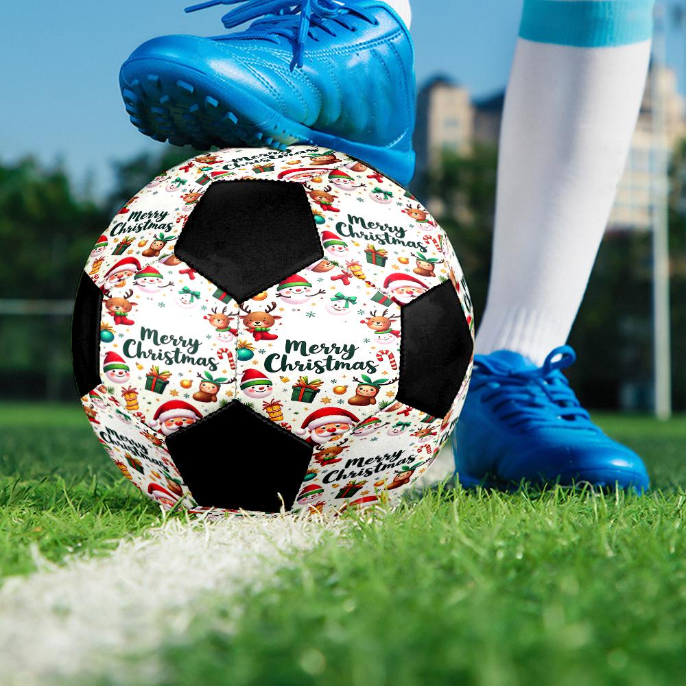 Pallone da Calcio a Tema Natalizio Misura 5, Adatto sia per Partite Indoor che Outdoor, un Regalo Adatto a Tutti.