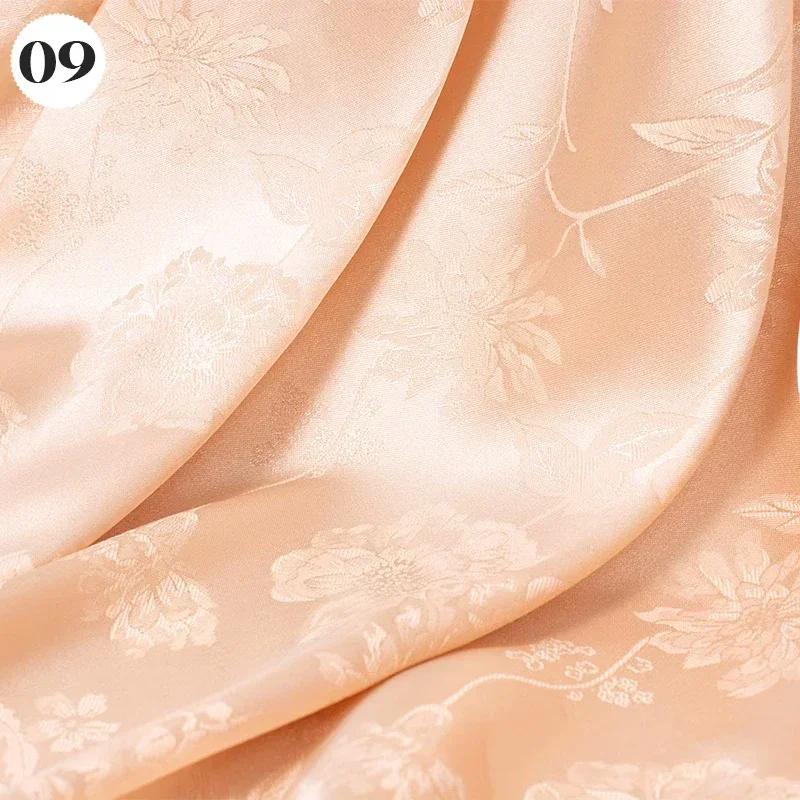 Vintage Kyselina octová Saténová látka Měkký vzor květinových větví Žakárová látka na Oblečení Šaty Sukni Cheongsam DIY Šití Textil