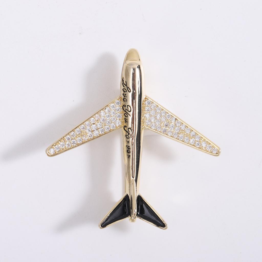 Stylish Rhinestone Aircraft Brooches for Women Enamel Transportation Pins Event Funny Luxury Gifts New Year Friends Decoration