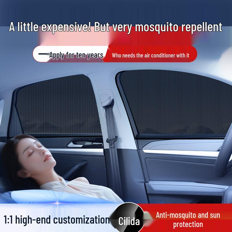 Universal Car Window Mosquito Net: Sunshade, Heat Insulation, Breathable Privacy Mesh, Blackout Curtain
