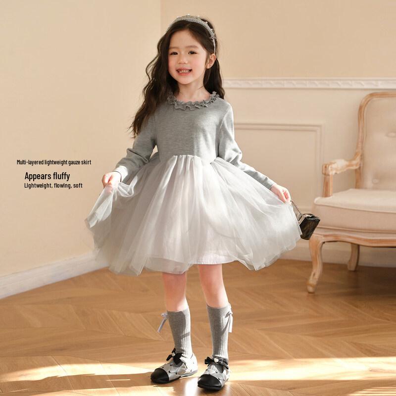 LUSON Kids  Baby Ruffle Mesh Princess Dress 90