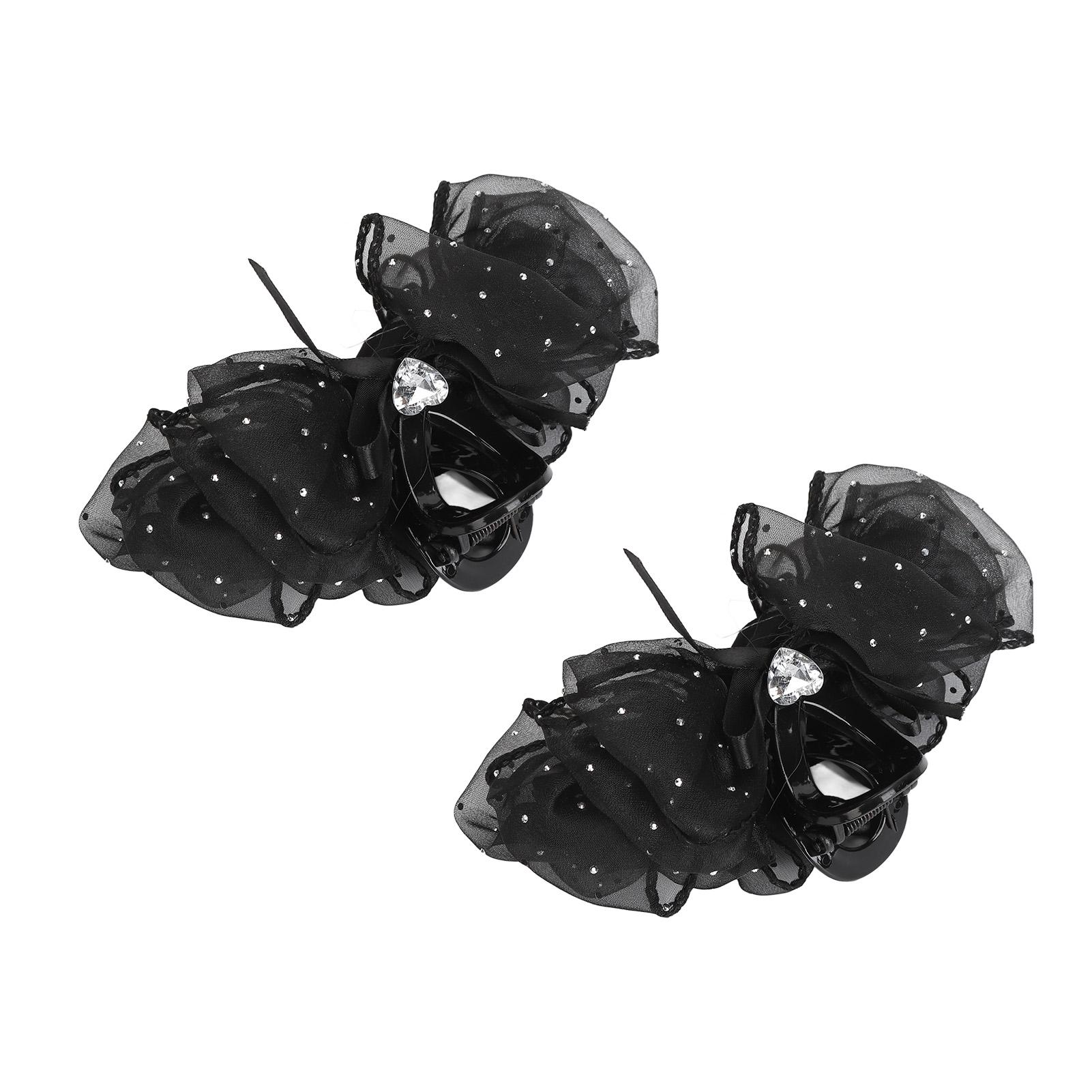 

2 шт. Черная сетчатая тюлевая заколка для волос с бантом, элегантная большая заколка для волос с бантом, женский аксессуар для волос