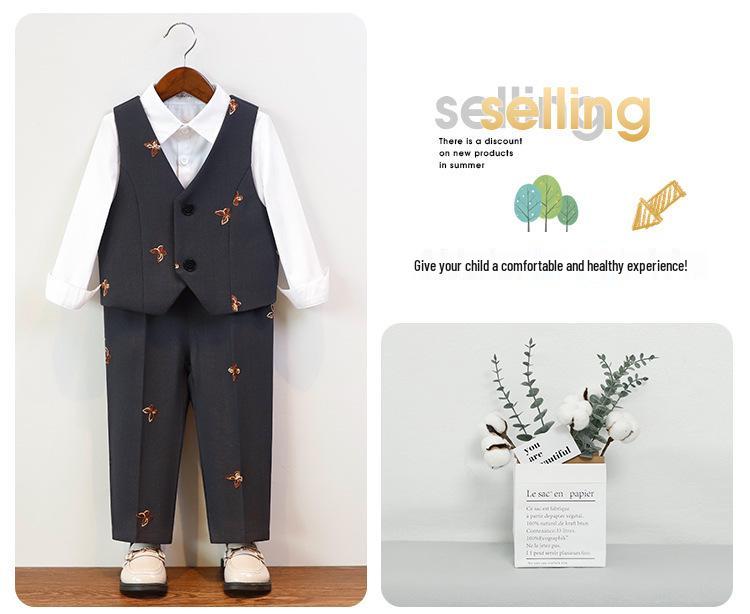 Children's Autumn/Winter Academy Style Suit Set for Boys and Girls - Formal Wear Skirt and Suit for Performances