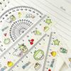 4pcs Math Geometry Tools Ruler Set Melon Dog Straight Ruler Portable Triangle Rulers  School Office