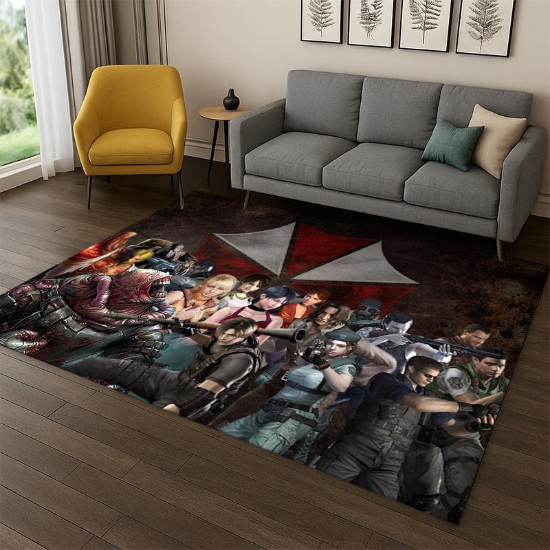 3D R-Resident Evil Leon Game Cartoon Carpet Rug for Bedroom Living Room Sofa Playroom Doormat Home Decor,Kid Area Rug Non-slip