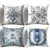 Blue and white porcelain floral design printing pillow cover Short plush Suitable living room bedrooms sofas throw cushion cover