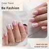 24Pcs Omber Glossy Press On Nail Short Square Fake Nail,Artificial Acrylic Nail French Full Cover False Nail In 12 Sizes