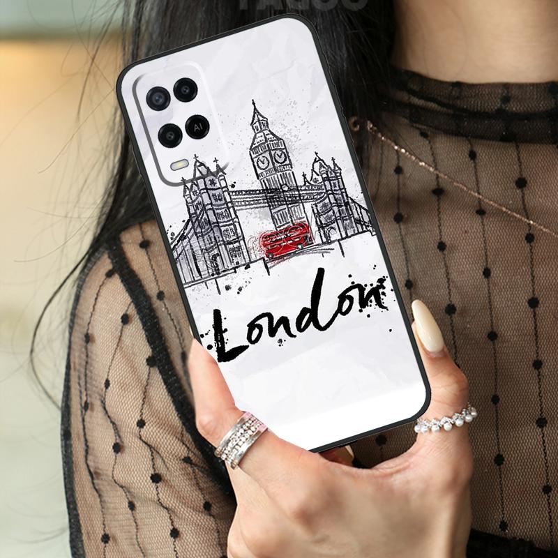 London Red Bus Big Ben Case For Oppo A78 A98 A18 A38 A58 A60 A80 A40 A96 A76 A16 A94 A74 A54 A15 A17 A57 A77 A5 Pro