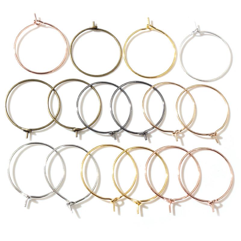 50pcs 20-40mm KC Gold Silver Color Hoops Earrings Big Circle Ear Hoops Earrings Wires For DIY Jewelry Making Supplies