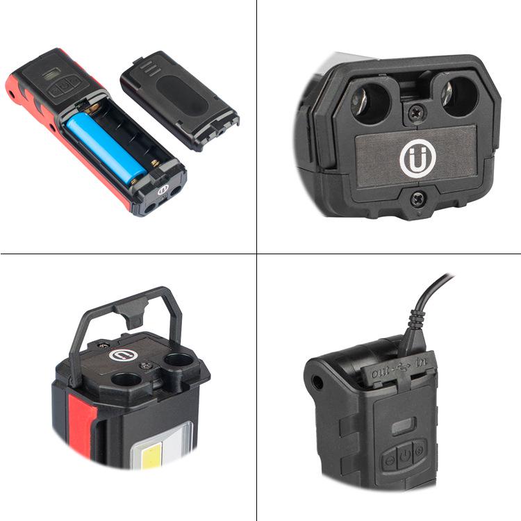 USB Rechargeable Folding LED Work Light - Rotating COB Flashlight for Car Repair and Inspection