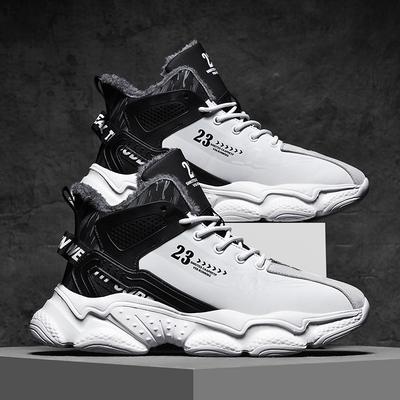 Comode e calde nuove scarpe sportive in velluto high-top da basket per giovani, scarpe casual con plateau da papà