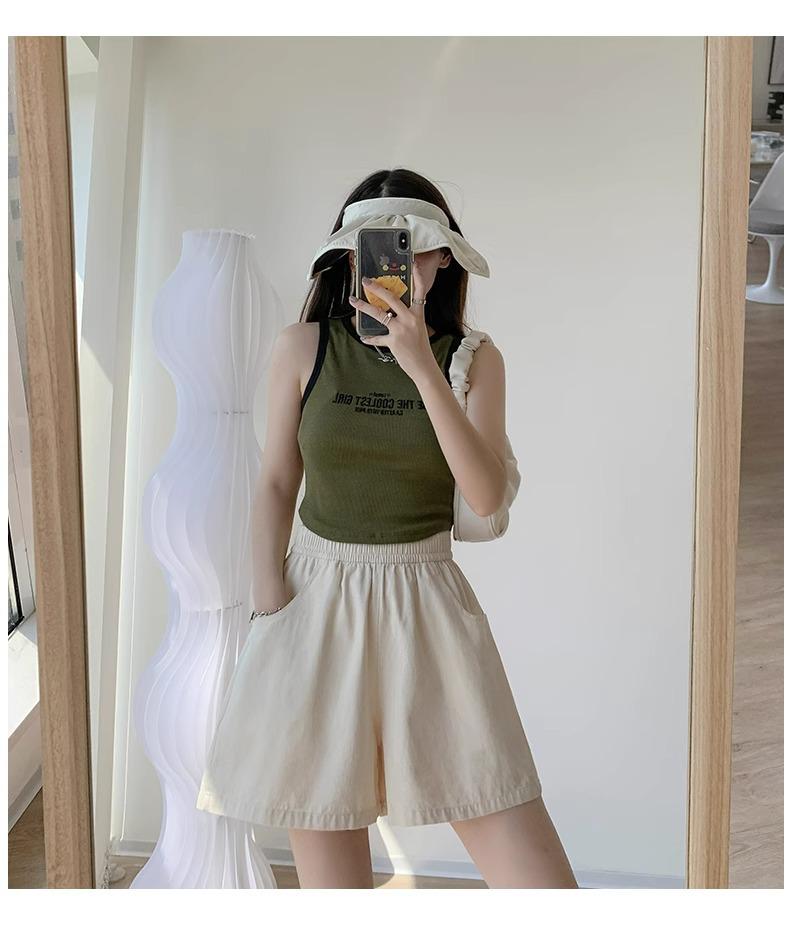 High-Waisted Cotton Linen A-Line Shorts - Petite, Casual, Slimming, Wide-Leg, Summer Wear for Women