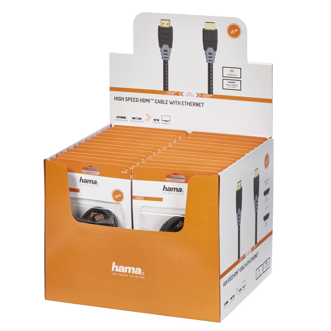 

hama Germany High Speed m HDMI™ Cable, Plug-Plug, 8K, Ethernet, Fabric, Gold-plated, 1.5