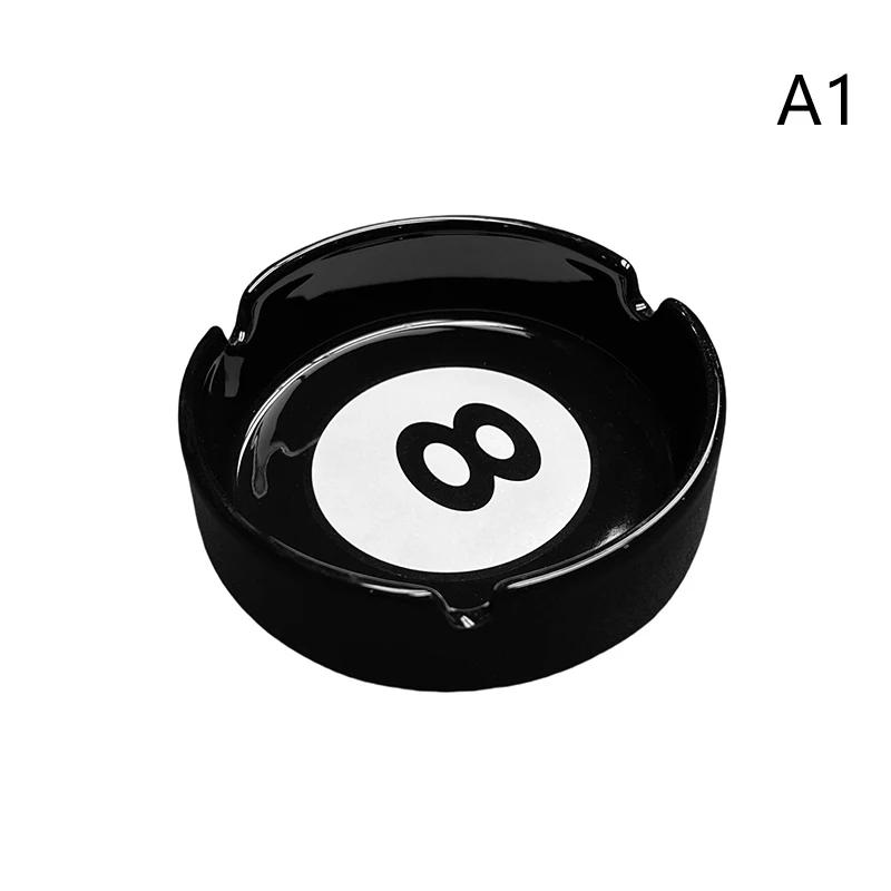 Unique Black Eight Ceramic Ashtray Perfect For Billiard Rooms Home Bars Parties Ideal Gift & Creative Birthday Presents