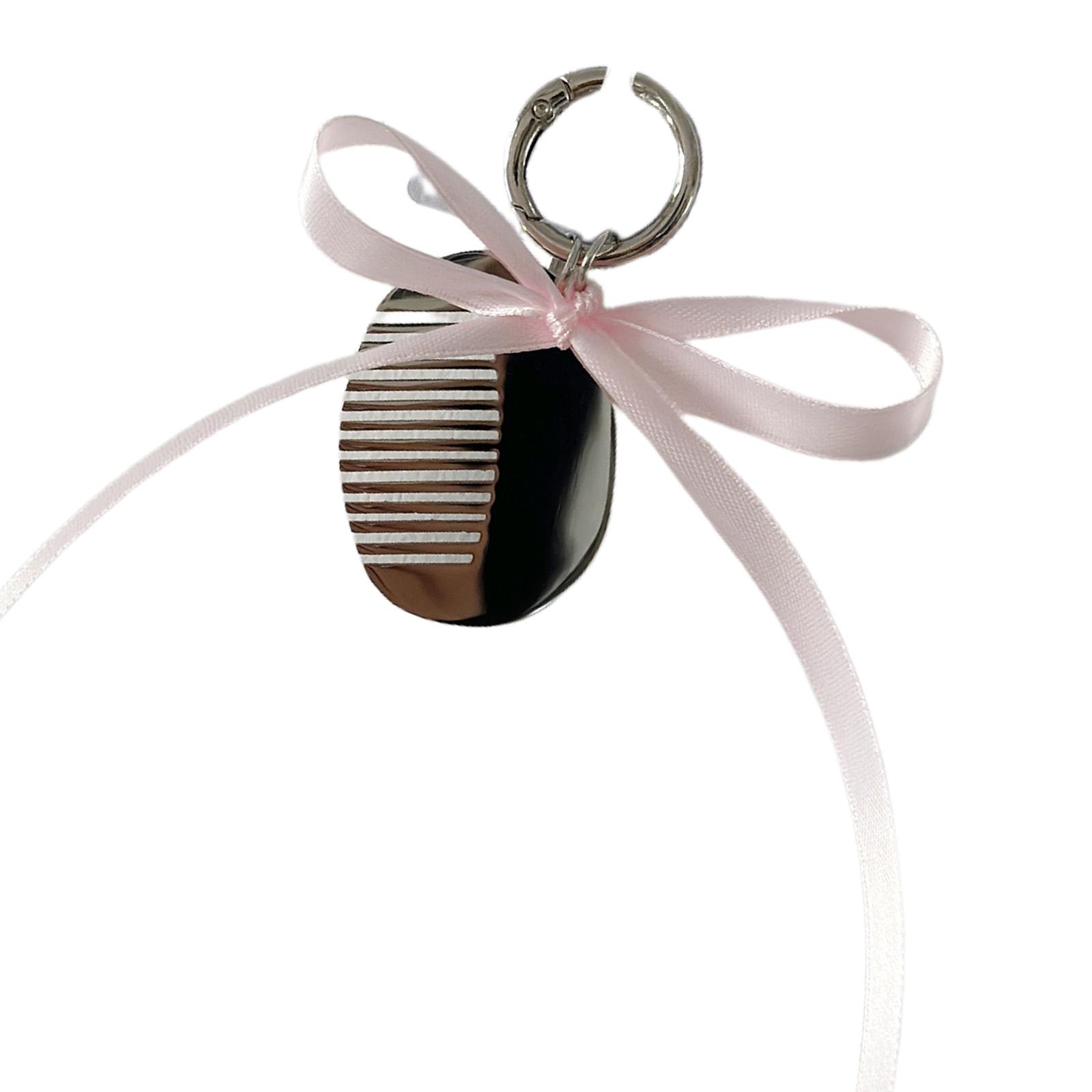 

Alloy Bowknot and Miniature Comb Keychain Fashion Accessory for Women or Girls Portable Keyring Accessories розовый