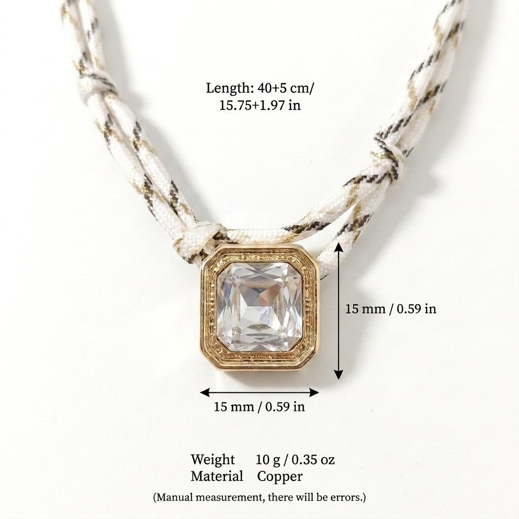 Simple Double-Rope Knotted Petite Zircon Pendant Necklace