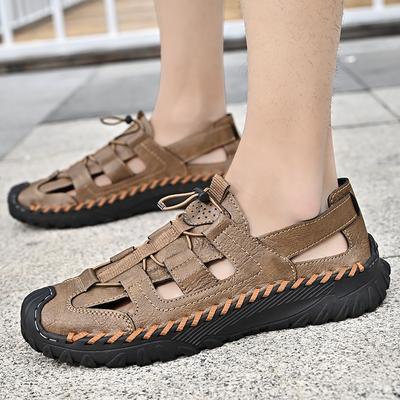 Mode Modische Sommer Neue Handgefertigte Atmungsaktive Rindsleder-Sandalen für Herren Outdoor Bequem und Leicht Wasserwatende Strandschuhe