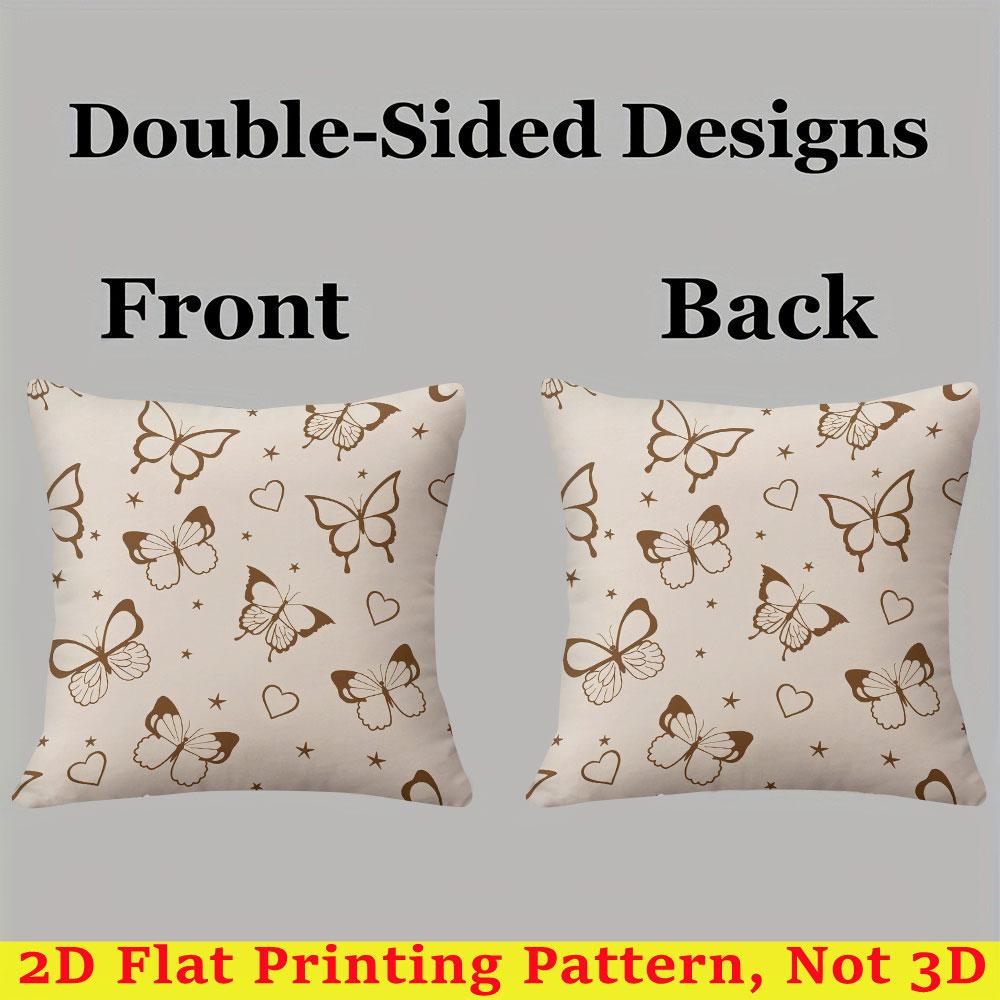 Beige Butterfly Square Jacquard Pillow Cover for Sofa Office Waist Cushion Cover Home Decorative Pillowcase