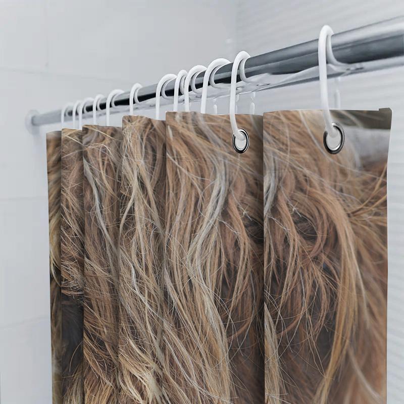 Highland Cow Animal Print Shower Curtain Waterproof Bath Mat Room Decoration Home Decorations (C029)