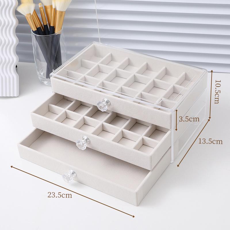Velvet Jewelry Box with Anti-Oxidation, Transparent Acrylic Storage for Earrings, Necklaces, and Rings
