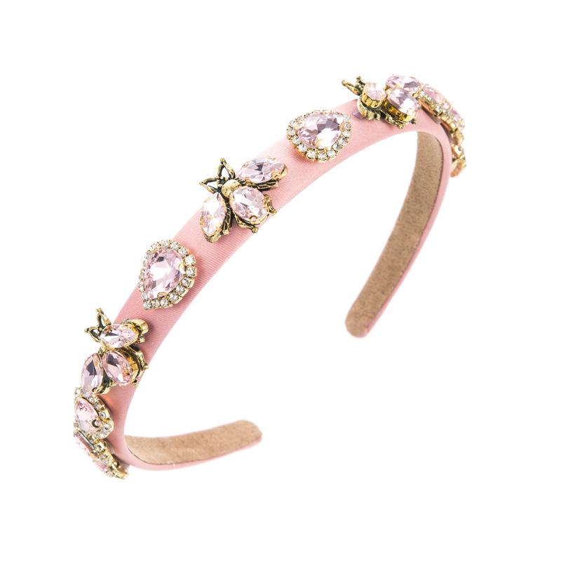 Vintage Luxury Fashion Rhinestone Colorful Bee Heart Hairband Headband Ladies Beautiful Hair Accessories