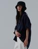 Neilbi Open Collar Silky Linen Shirt [D,Navy]