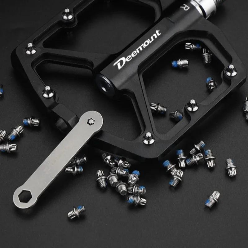 Lot de 10 Boulons Antidérapants pour Pédales de Vélo avec Jeu de Clés Décalées M4 Goujon en Acier Goupille Vis Set pour Pédales Hexagonales Vélo VTT Route