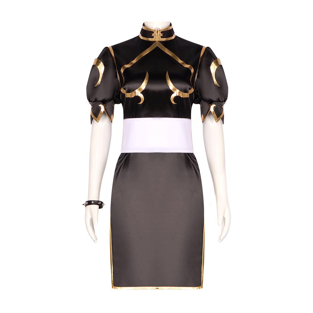 Fighter Street Chun Li Cosplay Brown Cheongsam Halloween Party Props Fans Gifts
