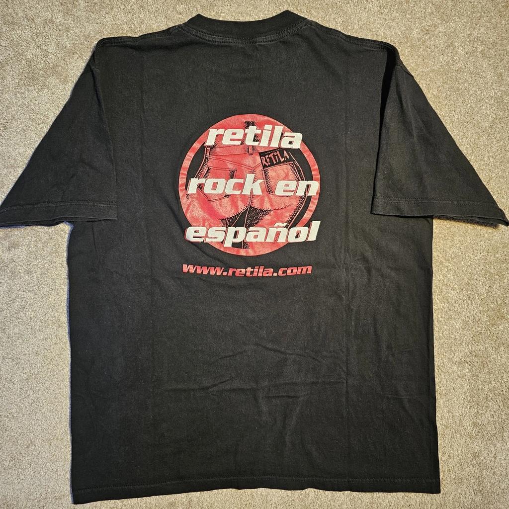 Vtg 90s Retila Magazine Mens L Rock T-shirt Espanol Sleeze Punk Skate Indie Emo