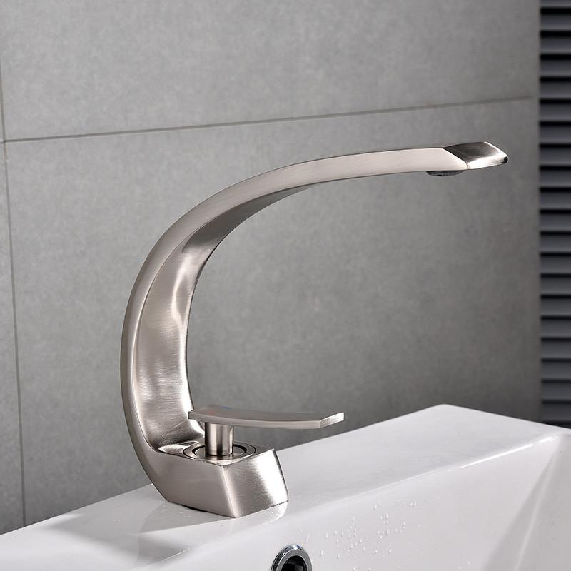 Bathroom Basin Faucet Deck Mount Washing Sink Cold and Hot Water Mixer Tap Creative Curved Mixers